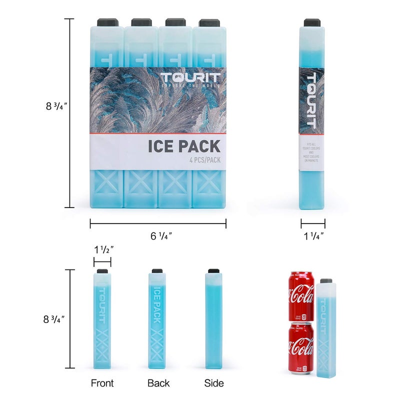 TOURIT Ice Packs for Coolers Reusable Long Lasting Freezer Packs for Lunch Bags/Boxes, Cooler Backpack, Camping, Beach, Picnics, Fishing and More (Set of 4, Blue) - Image 2